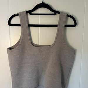 Abercrombie & Fitch Beige Knit Square Neck Cropped Sleeveless Tank Top L